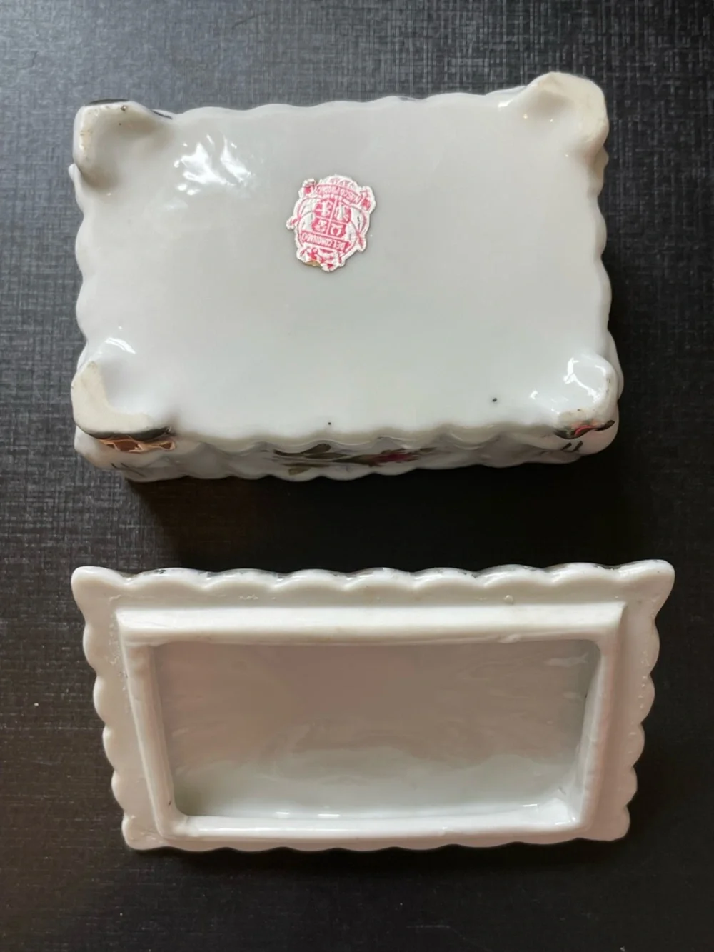 Vtg Porcelain Floral Trinket Dishes & Box Del Coronado Nasco Japan Moss Rose
